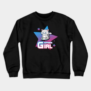 Gamer Girl Cat Stars Crewneck Sweatshirt